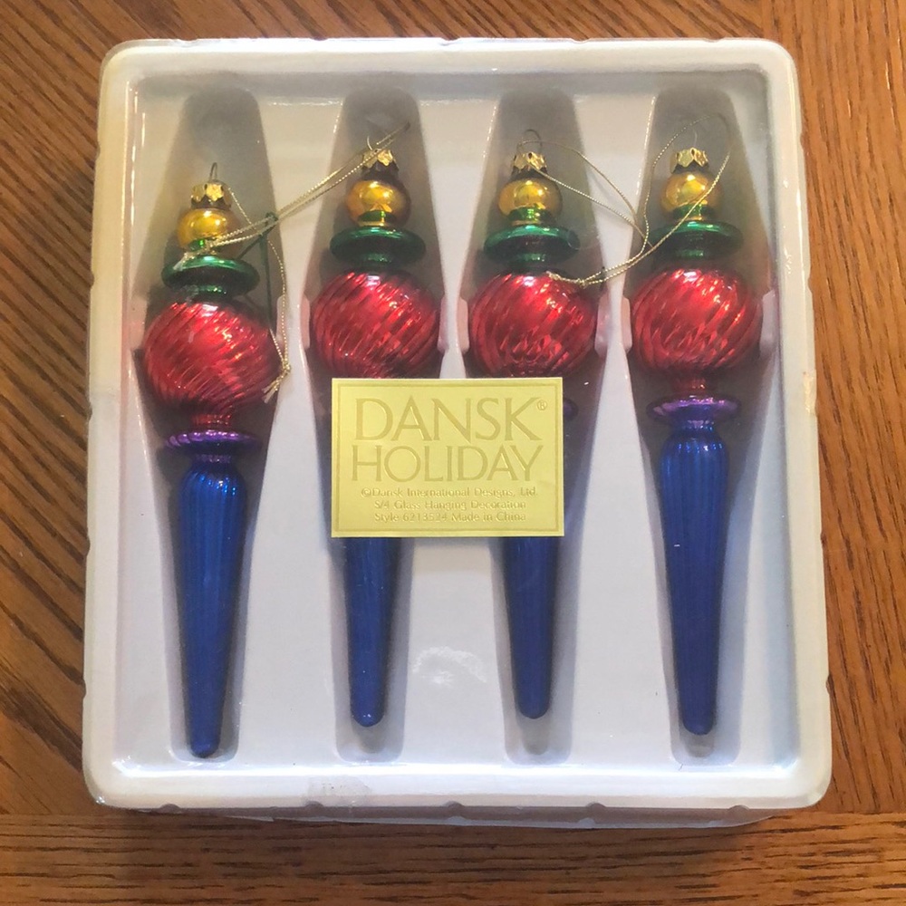 Dansk Holiday colorful glass ornaments - set of 4